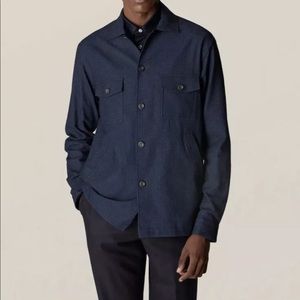 🔥Eton Dark Blue Cotton-Wool-Cashmere Flannel Over Shirt 🔥